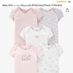 New carter’s 5-pack onesies 9 months, pink